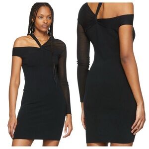 Helmut Lang Black Twist Dress XS Bodycon Mini Grunge